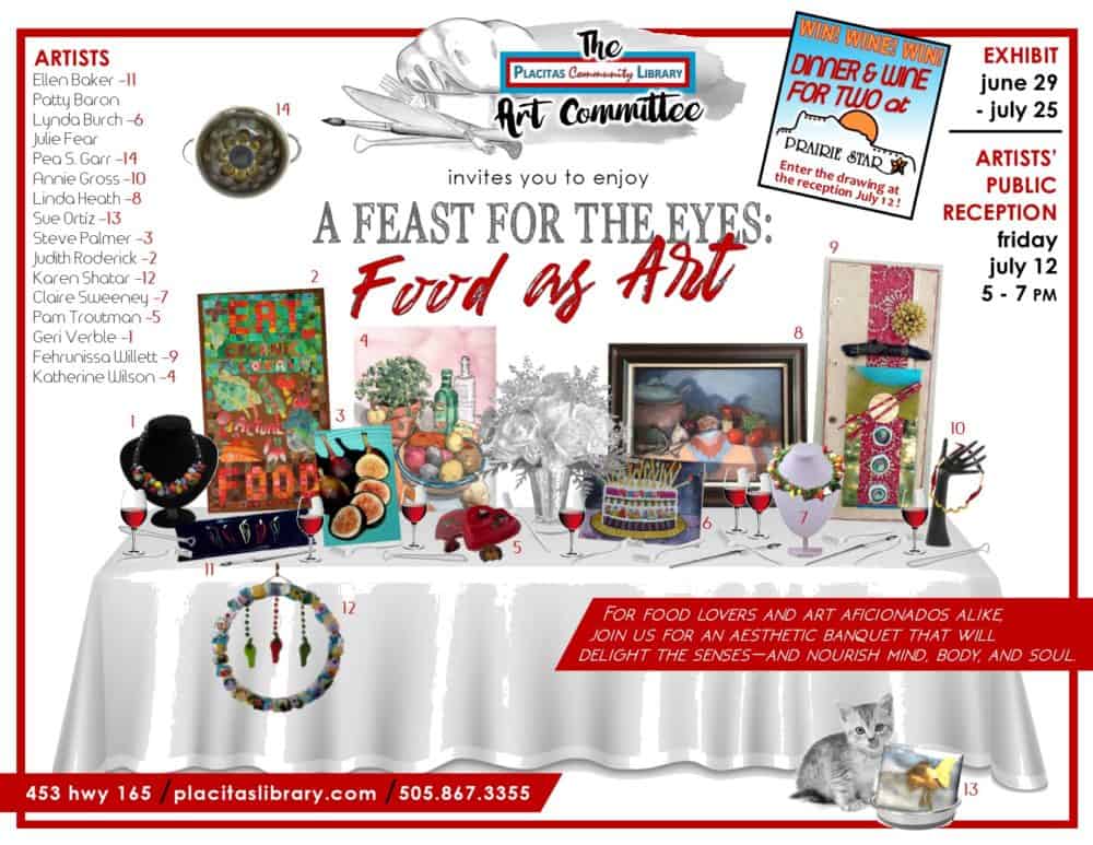 "A feast for the eyes: food as art. Friday, July 12, 5pm-7pm."