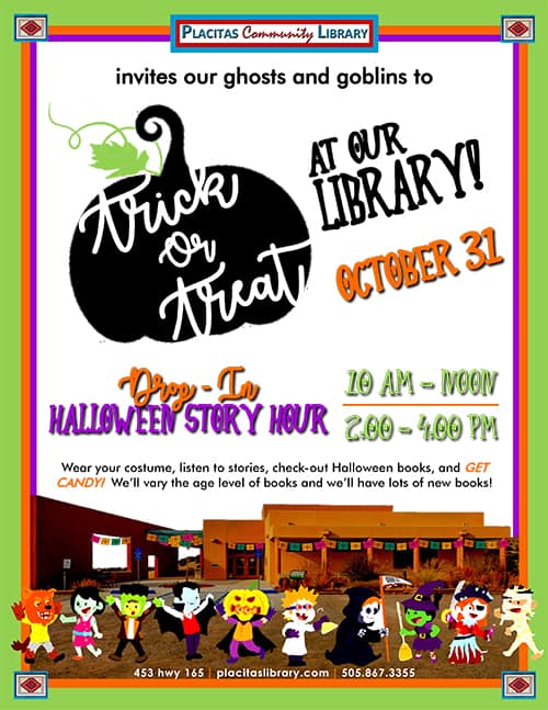 2019 Trick or Treat Flyer for Placitas Library